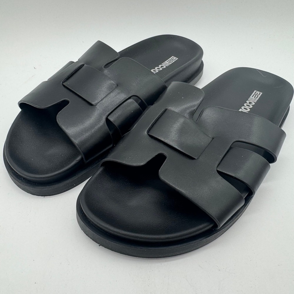 32 Degrees Cool Women's H-Band Sandals Black Size 7 Soft Cushion Footbed NIB